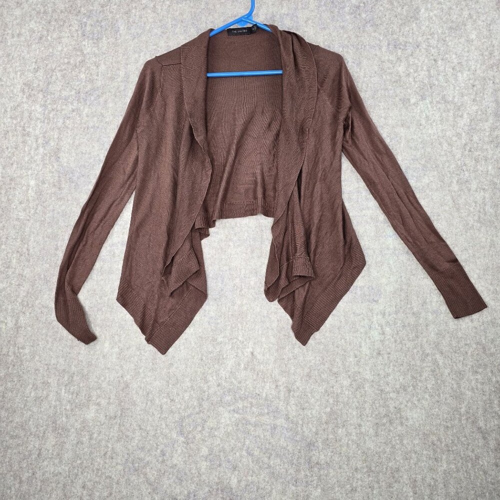 The Limited XS Open Front Draped Cardigan Brown Long Sleeve Acrylic Blend